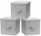 Augfox Set of 3 Kallax Storage Boxes - Stylish Storage Cubes, Photo Storage Boxes, Durable Storage Boxes with Lids for Clothes, Books, and Toys (Light Grey, 32x32x32cm)