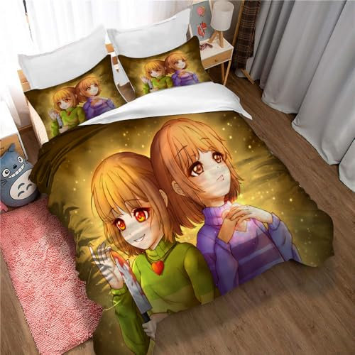Ste-X Bettbezug Undertale Game Superweiche 100% Gebürstete Mikrofaser Mit Einer Qualität Von 110 G/m², 2 Kissenbezüge 80 X 80 cm (200x200cm,Undertale 02)