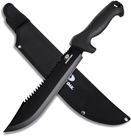 Mossy Oak 16 Heavy Duty Machete with Saw and Sheath, Sharp Dual-Edge Blade, Ergonomic Non-Slip Handle for Bushcraft, Outdoor Hunting, Garden Cutting and Yard Work