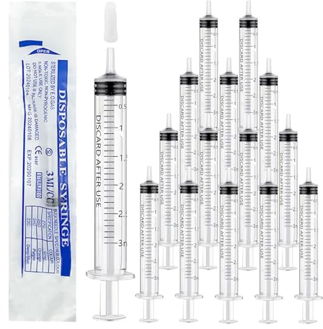 36Stk Wiederverwendbare Spritzen, 3ml Separate Verpackung Klare Spritzen | Flüssigkeit Messungen Spritze mit Deckel, Multifunktionale Spritzen für Labs Bewässerung Tierfütterung