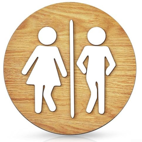 Yuanpgky Panneau de salle de bain en bois pour décoration de porte, panneau mural créatif pour toilettes (doré)