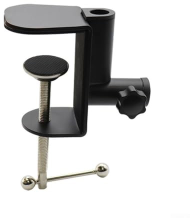 Morsetto per lampada da tavolo, base in metallo, staffa a sbalzo con clip a C, staffa di montaggio per luce da lavoro, per lampada da scrivania, lampada con ingrandimento (nero)