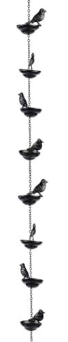 Namvo 1 Piece Rain Chains For Gutters Mobile Birds On Cups Rain Chimes With Attached Hanger And Birds Outdoor Decorative Hanging Chain