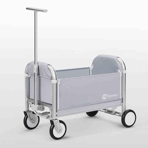 YHWKGZ Wheelbarrow, Portable Collapsible Wagon, Oxford Cloth Small Wheelbarrow, 220 Pound Capacity, for Activities, Parks, Camping(Grey)