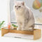 Clear Glass Monitor Stand Keyboard Cover - Keyboard Protector Anti-Cat Prevent Cats from Touching Keyboard Bamboo Stand (L 19.1 * 6.5 * 4.33)