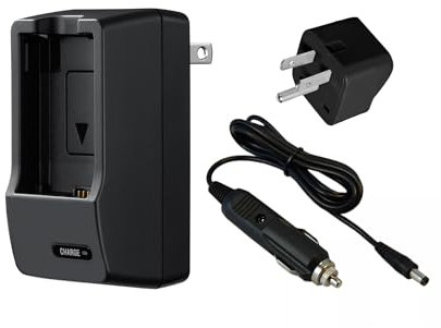 Chargeur de batterie compatible avec Nikon 1 J1. Tension universelle (100-240 V), design compact portable, prise rabattable (chargeur de voiture et adaptateur prise britannique)
