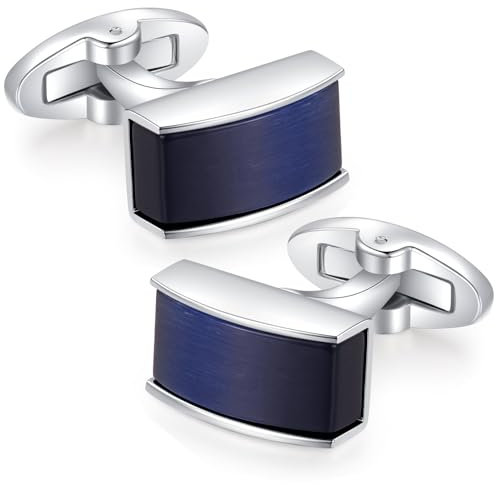 HONEY BEAR Herren Hochzeit Manschettenknöpfe Cufflinks Edelstahl Manschettenknopf,MEHRWEG (Dunkelblauer Opal)