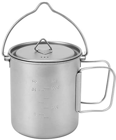 Okeeyseda De Olla De Titanio Al Aire Libre Ollas Vajilla De Camping De Agua De Picnic De Café Té con Tapa Olla 750 Ml