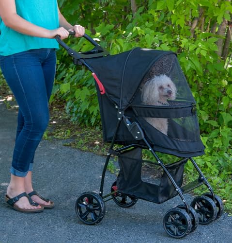 Pet Gear Happy Trails Lite Haustier-Kinderwagen für Katzen/Hunde, ohne Reißverschluss, einfach zu falten mit herausnehmbarem Einsatz, Sicherheitsgurt, Aufbewahrungskorb und Getränkehalter, 3 Farben