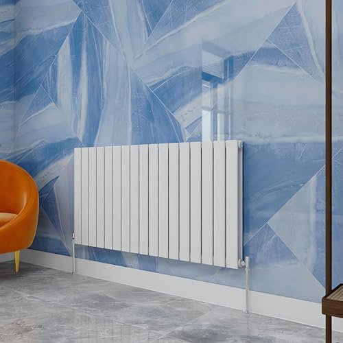 White Designer Radiator Horizontal 600×1156mm Double Flat Panel - Wall/Floor Mounted for Modern Multi-Scene & Central Heating