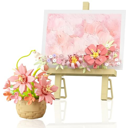 LEIMEND 481 Pezzi Costruzione Fiori Artificiali Rosa Fiori Blocco di Costruzione Regali Blocchi da Costruzione per Bouquet Decorazioni da Tavolo Regali per Ragazze e Adulti