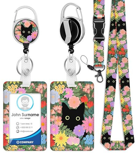MLPKOI Porte Badge avec Cordon Tour de Cou, Porte Badge Tour de Cou, Lanyard Strap avec Swivel Lobster Clasp, Cadeaux pour le Bureau des Enseignants Infirmiers