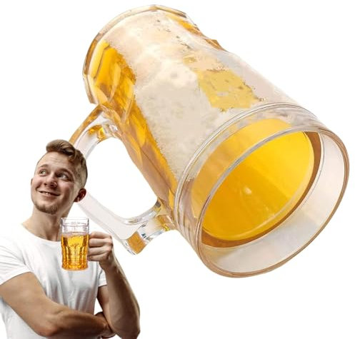 Funny Beer Mug, Double Walled Beer Mugs with Handles, Dishwasher Safe Party Fun Joke Item Decoration for All