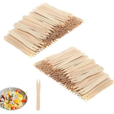 200 Pezzi Forchette in Legno Forchetta per Patatine 85 mm Forchette Frutta per Feste Compleanni Campeggio e Picnic