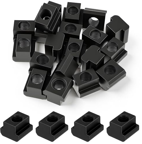 Yaocom 20 Pcs M10 T-Slot Nuts, Black Oxide Finish Table Slot, 3/8 Threads, Grade 8.8, Slot Width 12mm/0.47, Depth 7mm/0.28 for Machine Tool Tables