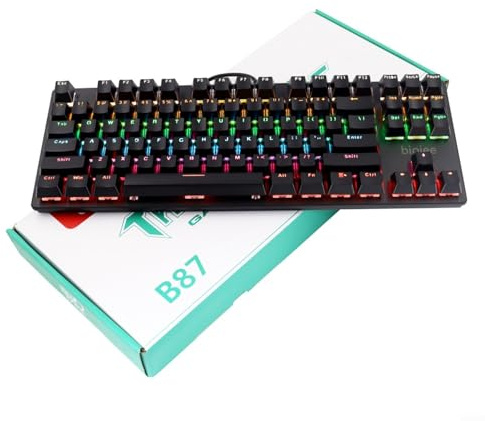 FACAIIO Mechanical Keyboard 87 Keys RGB Backlit Wired USB Spill-Resistant for Gaming(B)