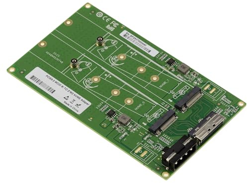 KALEA-INFORMATIQUE Gen 5.0-Adapter für 2 M2 PCIe NVMe M Key SSDs zu MCIO 8i – Durchsatz 32 GB