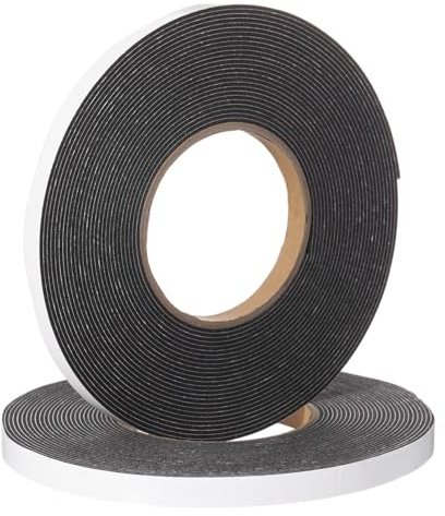 Tatuo Lot de 2 rouleaux de ruban adhésif double face en mousse de polyéthylène doux pour bricolage, loisirs créatifs, photos, affiches (1,27 cm x 10 m, noir)