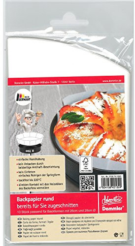 Demmler 3700741020 Backpapier Zuschnitte für Ø 26 & 28 cm Formen, Stück:3 Stück