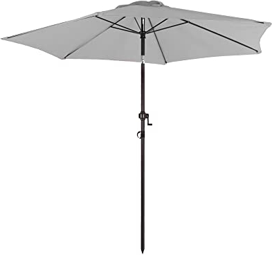 Ondis24 Strandschirm 2,3 Meter Sonnenschutz Sonnenschirm 230 cm rund mit Kurbel, Knick-Gelenk, UV 50, zweifarbig (Grau)