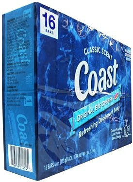 Coast Refreshing Deodorant Soap - Bar Soap with Thick Rich Lather - Clean Rinsing Formula for Fresh, Non-Dry Skin - Classic Scent - 16bars, 4oz. (113g)each / Total New Wt 4lbs. (1.8kg).