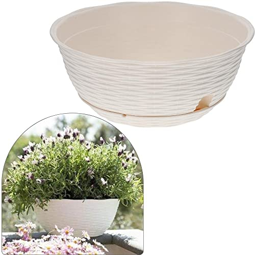 Bama Spa Pflanzschale Blumenschale Untersetzer Rattan Optik Kunststoff Friedhof Garten weiß 30 cm