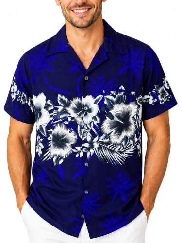 King Kameha Funky Hawaii Hemd Männer - Tropisches Hawaiihemd Herren Kurzarm mit Brusttasche & floralem Print