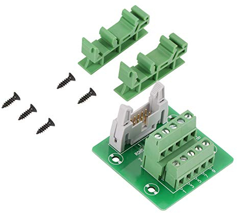 Keenso Klemmenblock-Steckverteilerleiste Breakout-Leiterplatte Anschlussblock-Steckverbinder IDC10P 10Pin PLC-Schnittstellenhalterung mit einfachen DIN-Schienenmontagefüßen Terminals