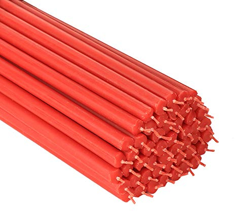 NKlaus 750g (ca. 50 St.) Altarkerzen rot ruß tropffrei Kerzen Osterkerzen L: 28cm 36325