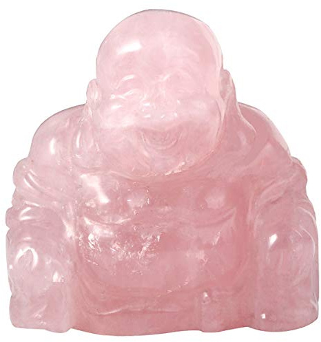 Nupuyai Rosenquarz Lachender Buddha Figur Edelstein Mini Glücksbuddha Deko | Glücksbuddha Figur, Glücksbringer Talisman, Mini Buddha Edelstein Statue Geschenk, Feng Shui Meditation Zen Deko