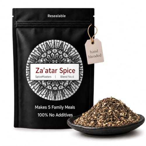 Za'atar Spice Mix Superior Hand Blended Premium Mix by Spice Masters - Easy Meals Quickly - Authentic Made Simple - 50g Pouch