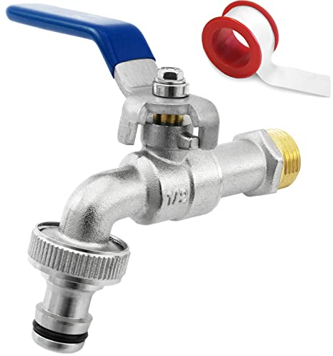 SHYNE Qualità Rubinetto Dell'Acqua 1/2'' Pollice Ottone Antiruggine e Resistente al Gelo + 1 Presa Rubinetto Gratuito + eBook | Giardino, Lavatrice, Pioggia Barile (2 pezzi)