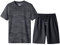 Yowablo Trainingsanzug Herren Sommer Freizeit Mode Tarndruck Kurzarm Shorts Sports Sets (7XL,1Grau)