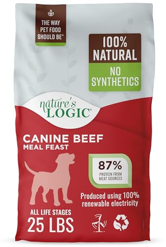 NATURE'S LOGIC Hundetrockenfutter – 100% natürlich – ohne Synthetik – für alle Altersgruppen, Größen, Rassen – frei von üblichen Allergenen, reich an Proteinen – Rindermehlschmaus, 11,3 kg