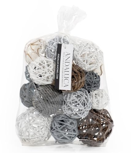 ANDALUCA Large Decorative Vase Filler Bag with Orbs, Balls (Grey)