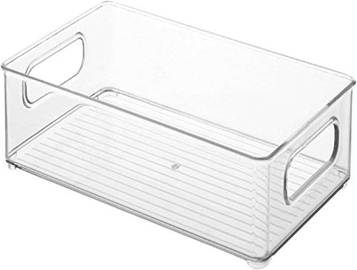 HTYG Almacenamiento De Alimentos Contenedores-Contenedores apilables de Almacenamiento de Nevera-Grandes organizadores de Cocina Hechos de plástico-Caja de Nevera Abierta Transparente con Asas (1pcs)