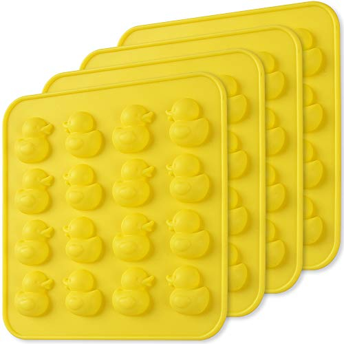 Newk Silikonform in Entenform, 4 Packungen mit 16 Vertiefungen, Antihaftbeschichtung, lebensmittelecht, für Badebomben, Gelee, Fondant, Hartbonbons