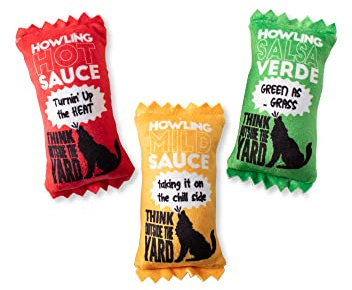 Fringe Studio Plüsch-Hundespielzeug, heulende Sauce, 3-teiliges Set, für kleine Hunde, Wagsdale Hundespielzeug-Kollektion (289510), Mehrfarbig