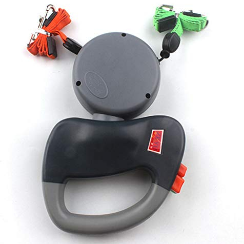 EBTOOLS Automatisch Einziehbare Doppelte Hundeleine, Doppelt Einziehbare Hundeleine, Reflektierendes Seil, Katzen- und Hundeleine, für Mittlere und Kleine Hunde, 300 cm(Grau)