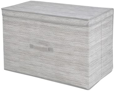 ADGO Miami Faltbox, Box mit Griff, Garderobenbox, Stoffbox, Softbox, Aufbewahrungsbox und Organisationsbox, Kleiderbox, Kleiderschrankbox, Material Vliesstoff, Beige (60x30x40 cm, Mit Deckel)