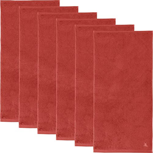 Erwin Müller Handtuch 6er-Pack, Serie Heidenheim, 100% Baumwolle -Terra Größe 50x100 cm - schnell trocknend und extra saugstark, praktisch durch beidseitige Schlaufen