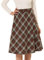 Allegra K Damen Tartan Plaid High Waist Gürtel Vintage A-Linie Midirock, Braun / Weiß, 38