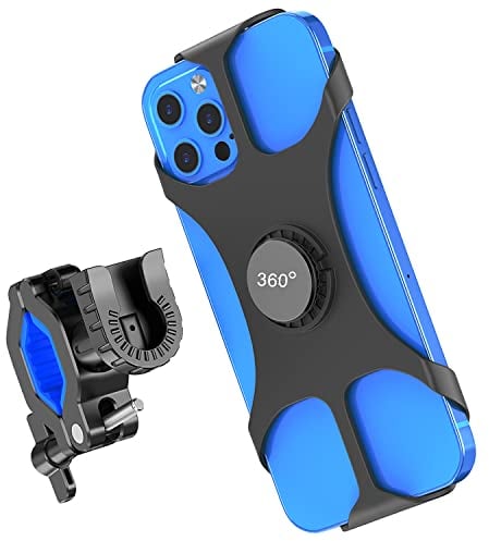 Handyhalterung Fahrrad, 【Universal 360° Drehung】 Ultimativer Anti-Shake Motorrad Handyhalter, Einstellbar Abnehmbar Silikon Fahrrad Handyhalterung für iPhone 16 15 14 13 12 Pro Max,Samsung (4,0-7,0)
