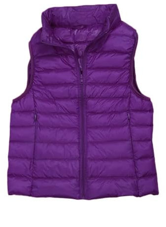 ORANDESIGNE Gilet Duvet Femme Zip Up Doudoune sans Manche Grande Taille Veste Automne Hiver Blouson Casual Compressible Manteaux sans Manche Ultra Légère Veste Manteau Gilets B Violet L
