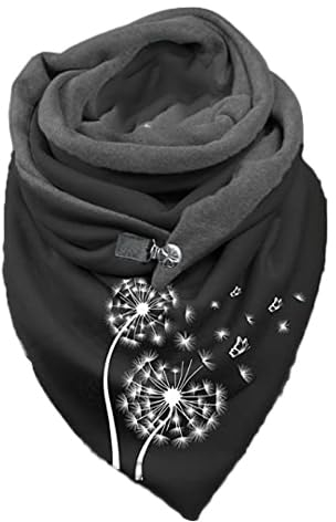 Damen Dreieckschal,Winter Warm Schal mit Knopf Vintage Elegant Lässige Winterschal Deckenschal Halstuch Scarf Weicher Wickel Großer Poncho Cape Herbstschal Dreieckstuch Lange Stola,Löwenzahn #2