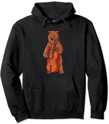 Spielender Cello-Bär Pullover Hoodie