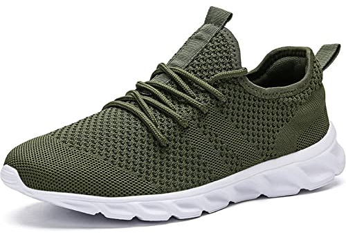 MGNLRTI Herren Schuhe Sneaker Laufschuhe Walkingschuhe Sommerschuhe Sportschuhe Straßenlaufschuhe Turnschuhe Fitness Joggingschuhe Workout Freizeitschuhe Männer Running Shoes Gym Grün EU43
