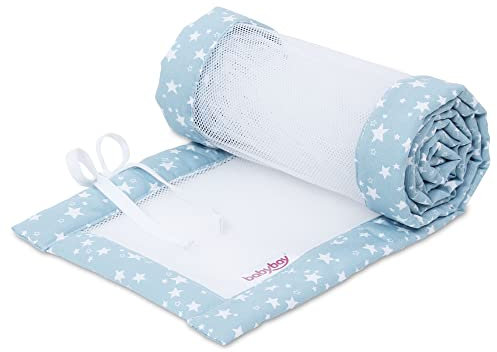 babybay Nestchen Mesh-Piqué für Modell Boxspring XXL, azurblau Sterne weiß