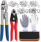 Swpeet Lot de 83 outils de sertissage pour câble métallique jusqu'à 2,2 mm et coupe-câble jusqu'à 5/32, 3 tailles de manchons à double boucle de sertissage en aluminium, 2 tailles de cosses