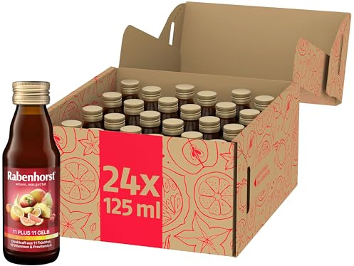 RABENHORST 11 plus 11 gelb Mini (24 x 125 ml) | Mehrfruchtsaft aus 11 Früchten, 10 Vitaminen & Provitamin A